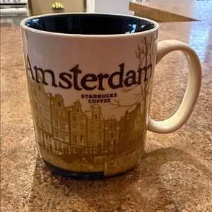 Starbucks Global Icons Amsterdam Mug - Brown and Cream with Blue inside